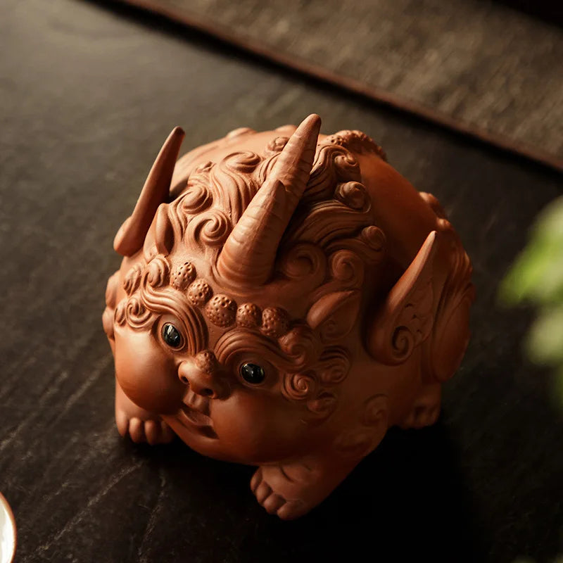 Lucky Purple Clay Cute Pixiu Tea Pet Ornament Premium Nurturable Creative Personalized Tea Play Tea Table Tea Set Accessories Oasis Select