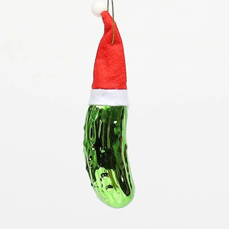 1Pcs Christmas Decorative Pickled Cucumber Pendant, Glass Ornament for Tree Hanging Oasis Select A6