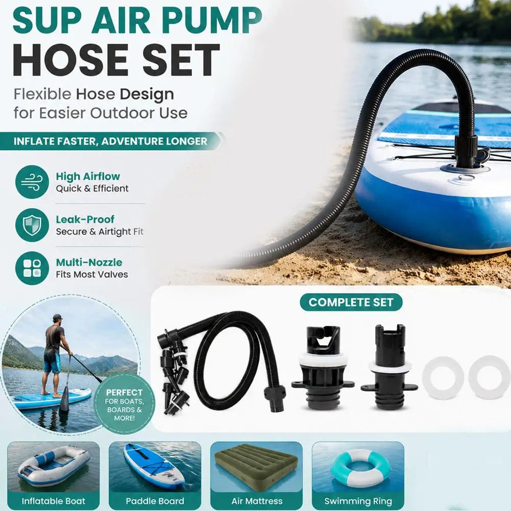 SUP Paddle Board Pump Adapter Set – 7 Nozzles & Hose