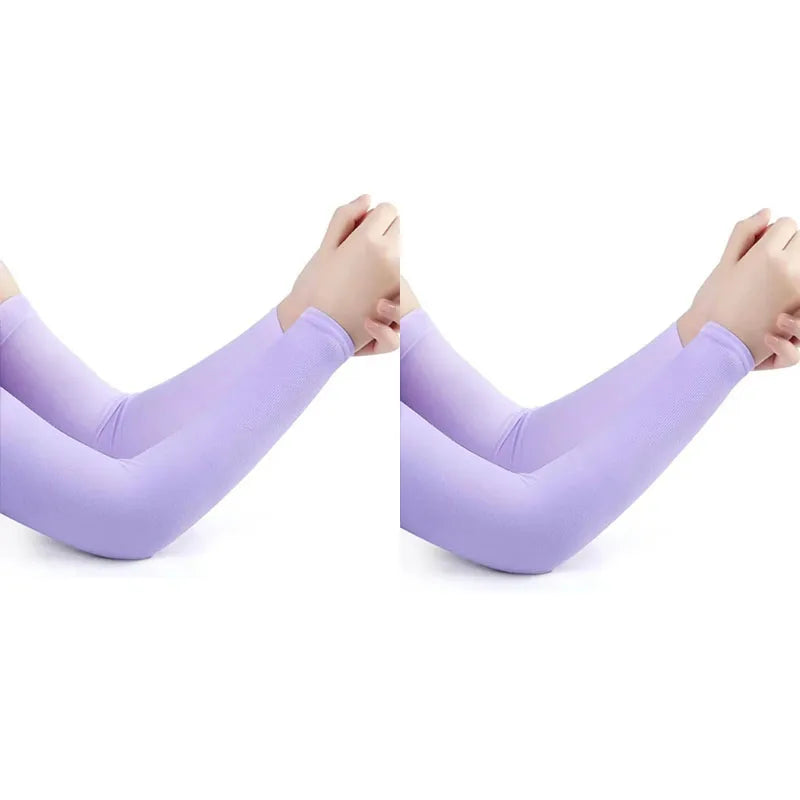 1/2pair Ice Silk Sun Protection Cuffs Gloves Sun Protection UV Protection Hand Protection Cover Anti Slip Summer Outdoor Cycling Oasis Select purple-2pairs