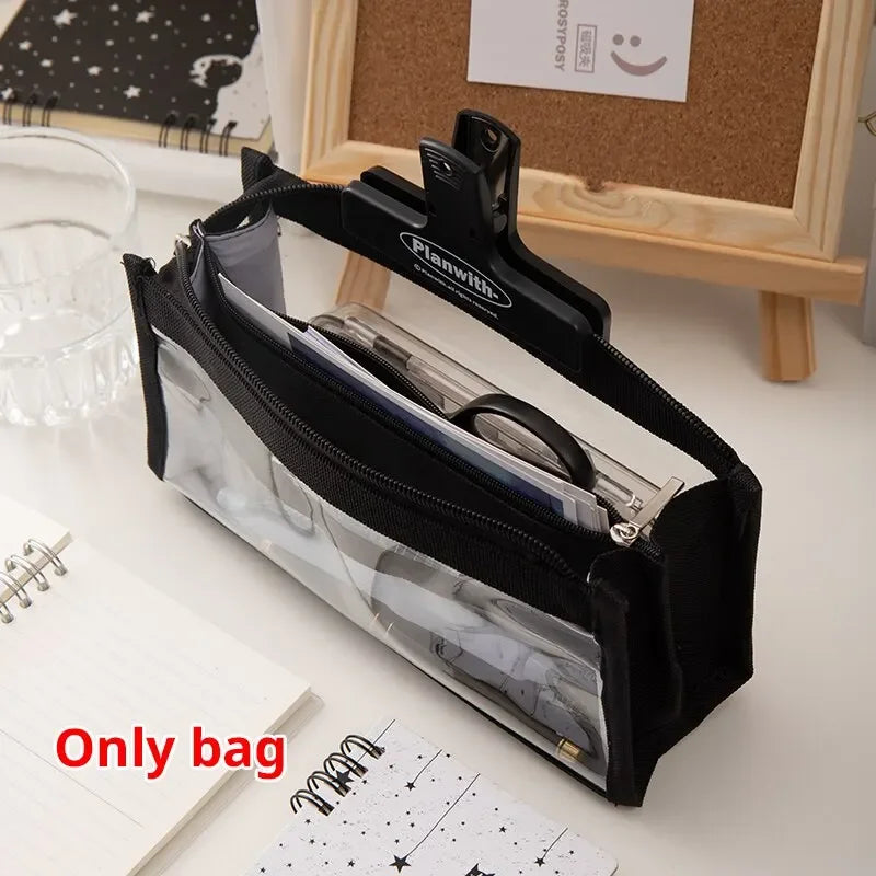 Transparent PVC Pencil Case, 6 Layer Large Capacity Stationery Bag - High Appearance School Organizer, Multifunctional Storage Oasis Select