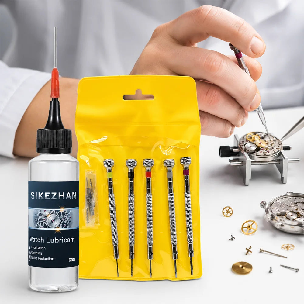 5Pcs Watch Repair Tool Kit & Precision Mechanical Watch Lubricant Oil Professional Clock Maintenance Set For Watchmakers DIY Fix Oasis Select