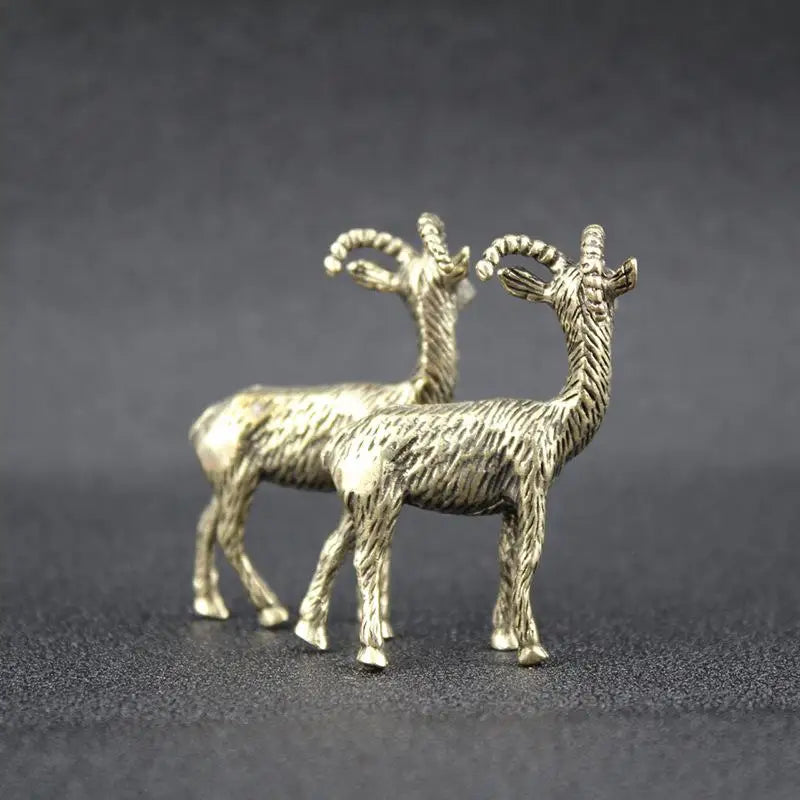 Antique Brass Goat Miniature | Metal Figurine Home & Tea Décor
