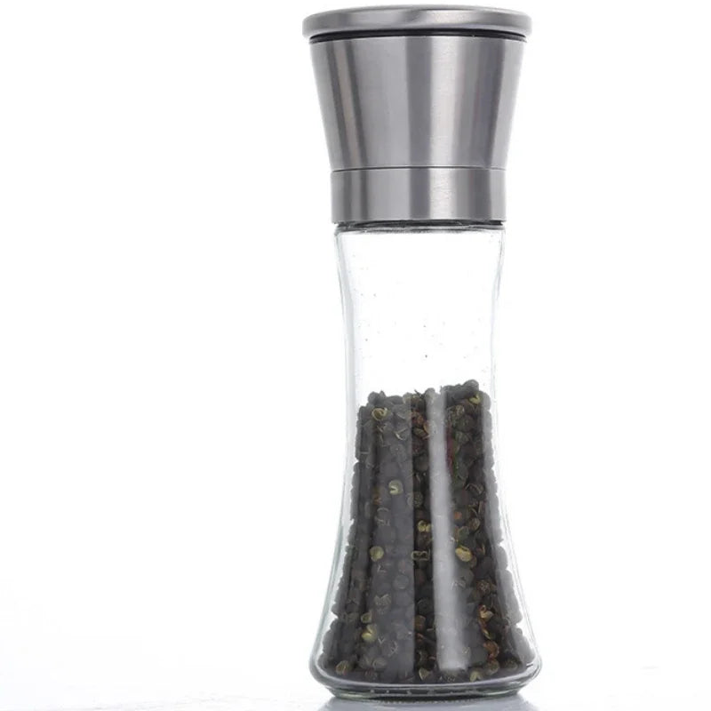 Black Pepper Grinder with Stainless Steel Mill Manual Spice Glass Salt and Pepper Grinder Machine for Household Powder Machine Oasis Select 200ml