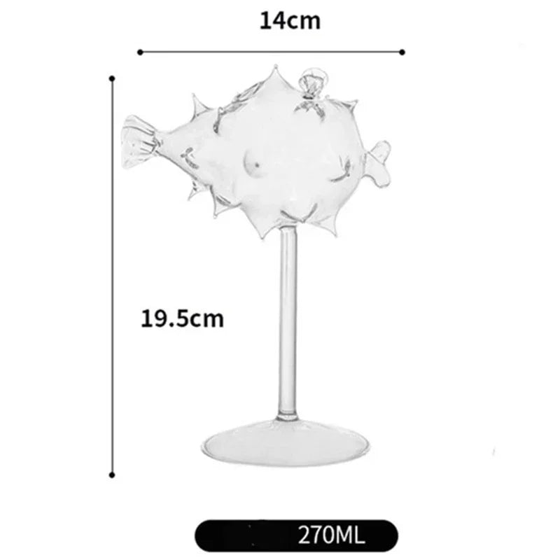 Creativity Cocktail Glass Porcupine Fish Shape Goblet Glass Thorn Fish-Shaped Cup Bar Ktv Nightclub Wedding Party Birthday Gift Oasis Select A 301-400ml