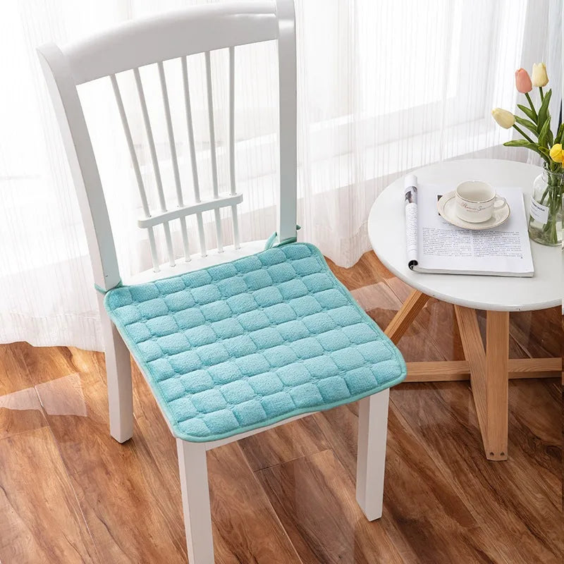 Square Plush Flannel Dining Chair Cushions with Shoulder Strap - All-Season Thin Warmth, Cozy Stool Accessories Oasis Select