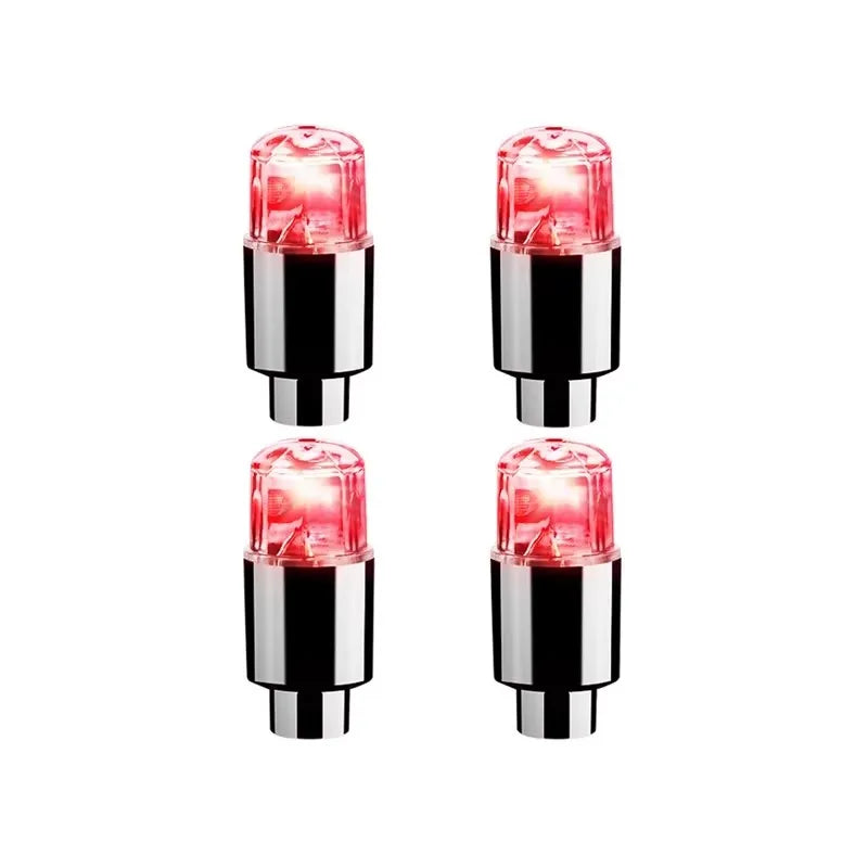 2/4/6/8Pcs Car Light Bicycle LED Tire Lights Universal Car Neon Lamp Valve Cover Lights Tire Colorful Flashing Bulb Decoration Oasis Select 4pcs Red