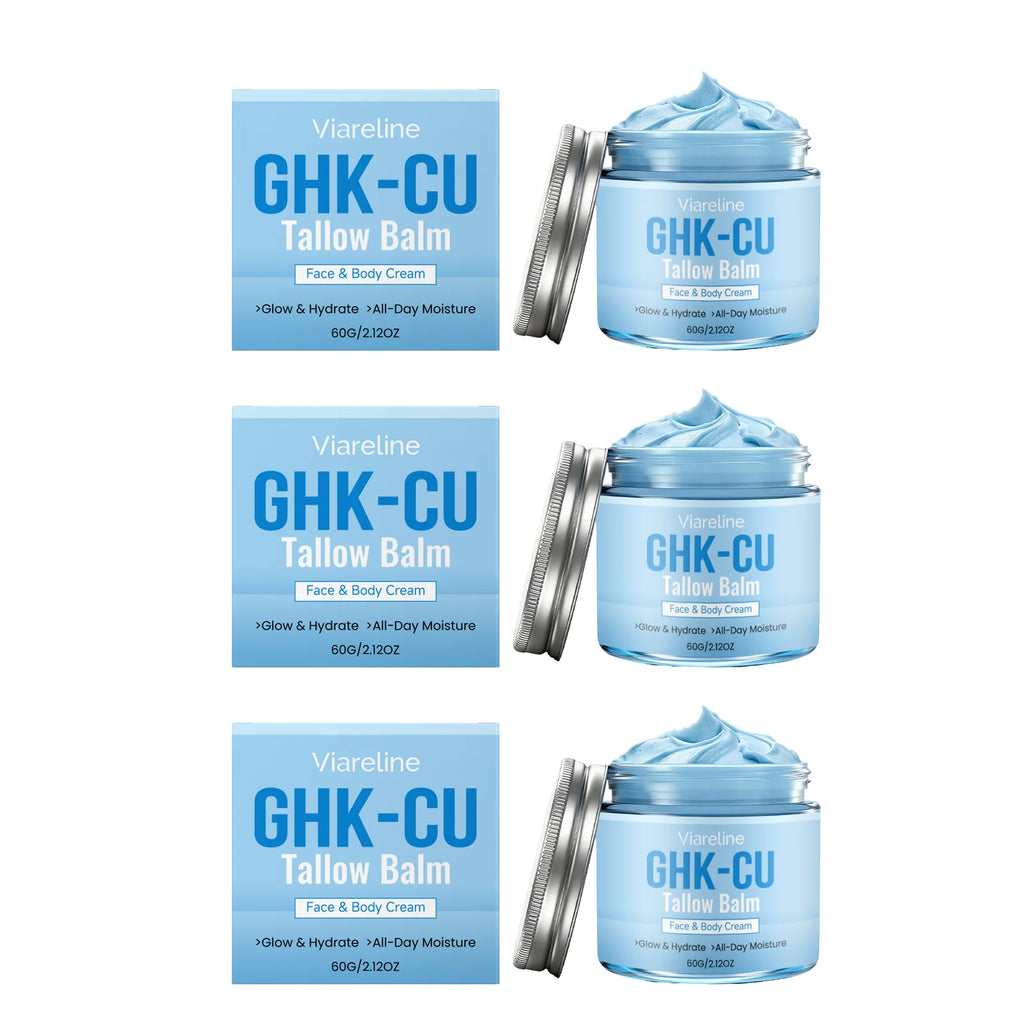 VIARELINE GHK-CU Beef Tallow Balm – Hydration & Skin Repair Moisturizing Balm Cream Oasis Select 3pcs