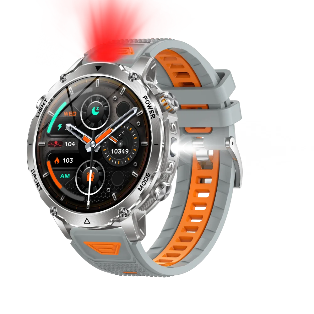 Military 1400mAh Battery Smart Watch Men Outdoor Flashlight Waterproof Heart Rate BT Call Sports Bracelet Health Smartwatch SOS Oasis Select SVOGS