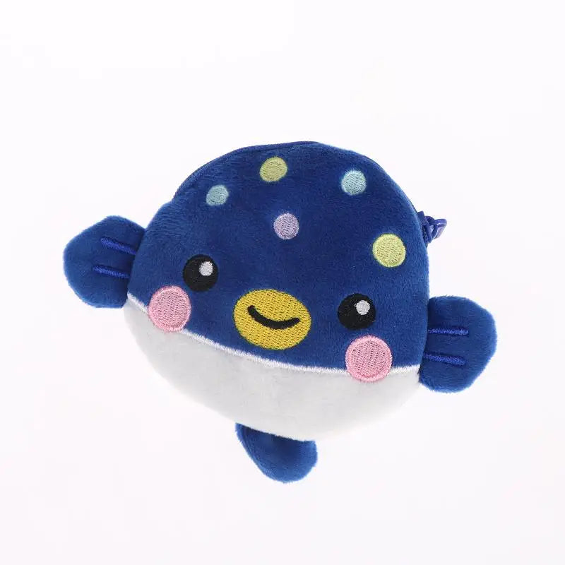 Cute Pufferfish Plush Mini Coin Purse – Zipper Pouch Wallet Novelty Coin Purse Oasis Select A4