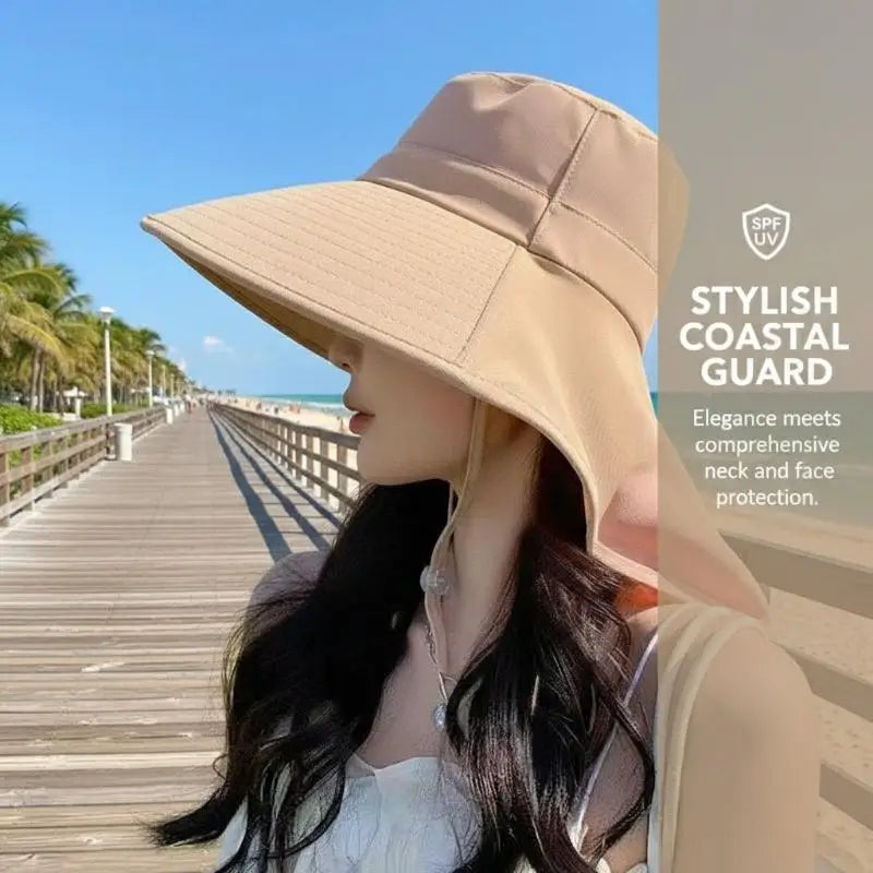 Women Adjustable Neck Flap Sun Hat Wide Brim UPF 50+ UV Protection Breathable Outdoor Travel Beach Cap Oasis Select