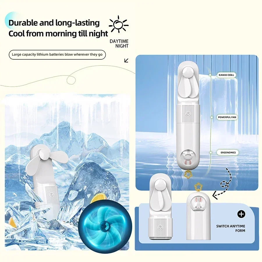 Mini Rechargeable Handheld Fan – 2000mAh USB, 5-Speed Portable