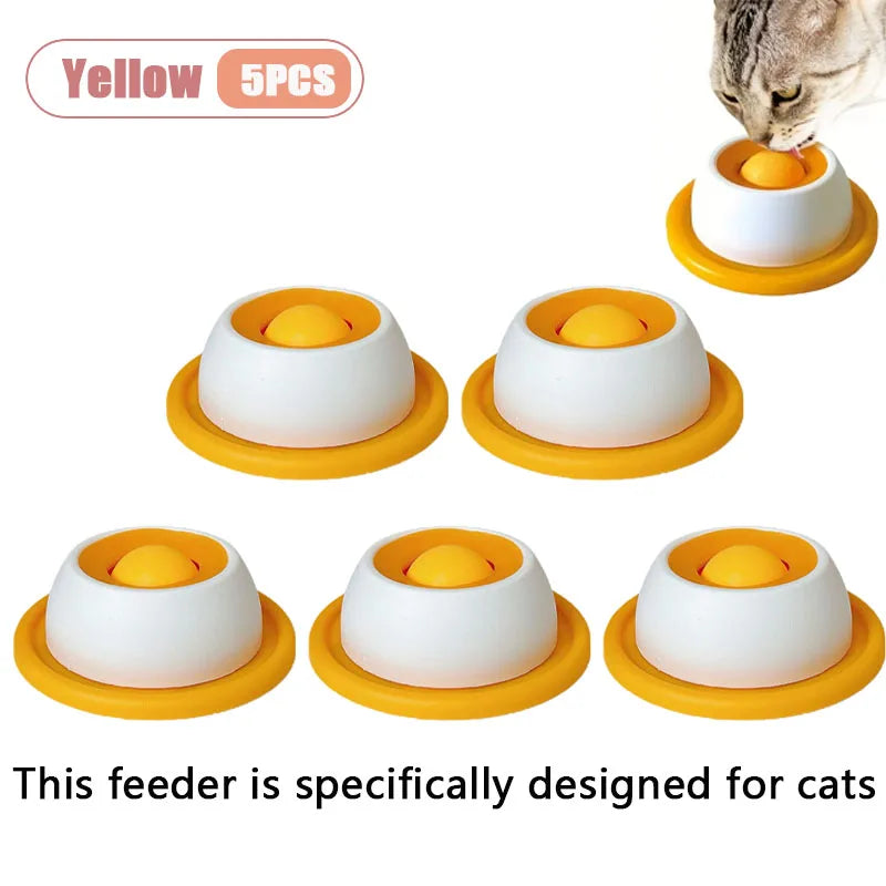 Interactive Pet Licking Mat for Cats and Dogs Non-Slip Slow Feeder Bowl with Raised Patterns Promotes Calmness and Oral Health Oasis Select Yellow-5PCS