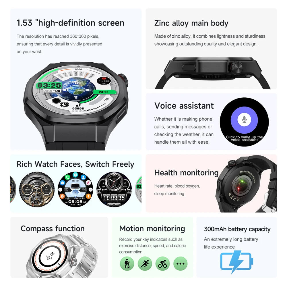 New Outdoors Smart Watch Men SOS GPS Compass BT Call Smartwatch Waterproof Message Push Sports Health Monitor Altitude Pressure Oasis Select