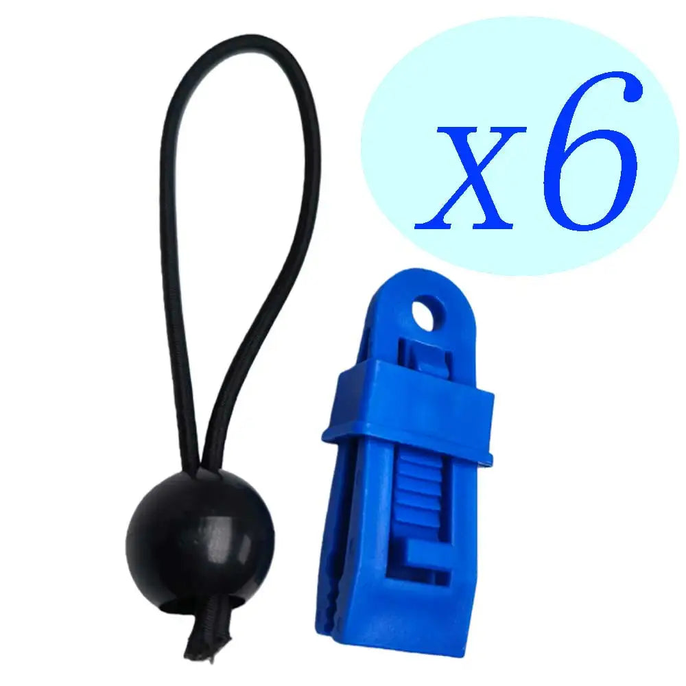 6pcs Tent Claws with Bungee Cord Balls Windproof Securing Alligator Clip Set for Tarps Canopy Sun Shade Beach Outdoor Camping Oasis Select blue 6pcs ball