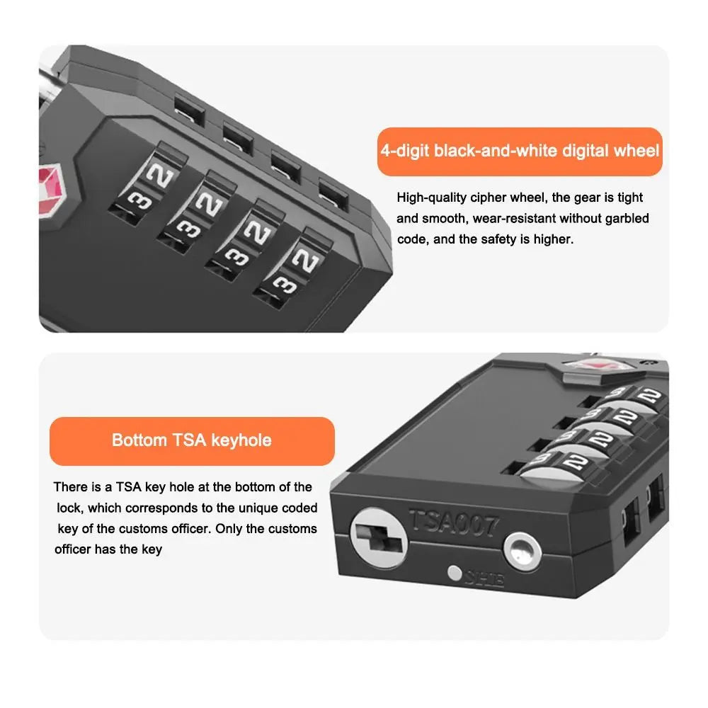 TSA 4-Digit Combination Lock – Zinc Alloy Travel Padlock