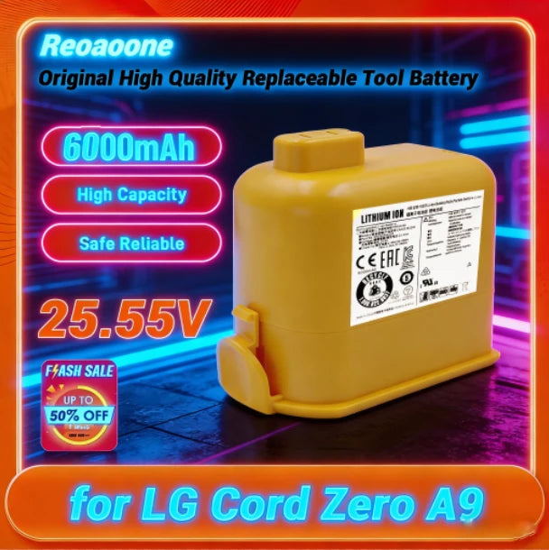 Replacement Battery6000mAh For LG Cord Zero A9 Max A9 Plus A9 Ultimate A9MULTI A9MULTI2X A9PETNBED Vacuum Cleaner EAC63382208 Oasis Select