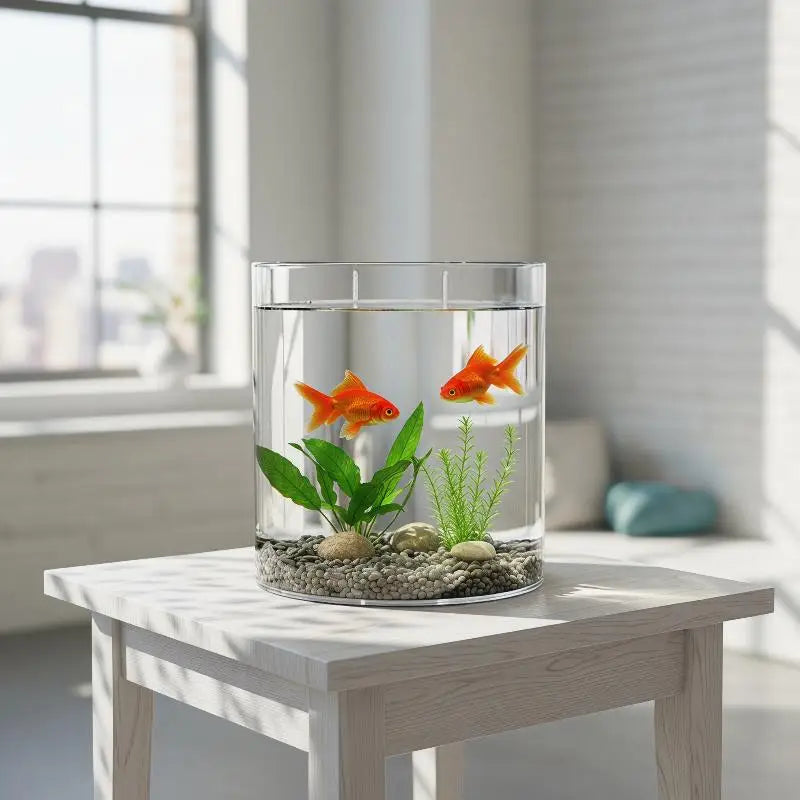 Mini Desktop Acrylic Fish Tank with Decor Plants – Kids & Class