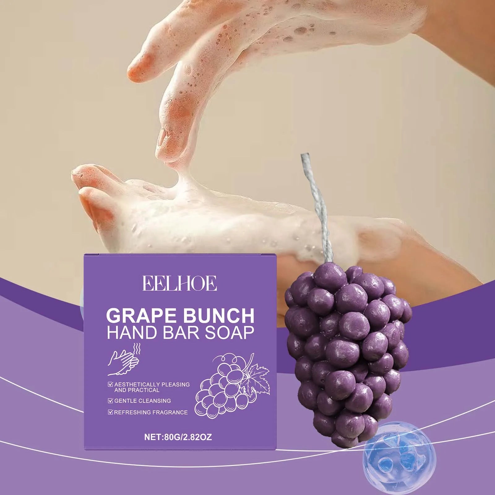 Grape Cluster Soap – Gentle Daily Cleansing & Fresh Scent Novelty Bar Soap Oasis Select 1pc boxed
