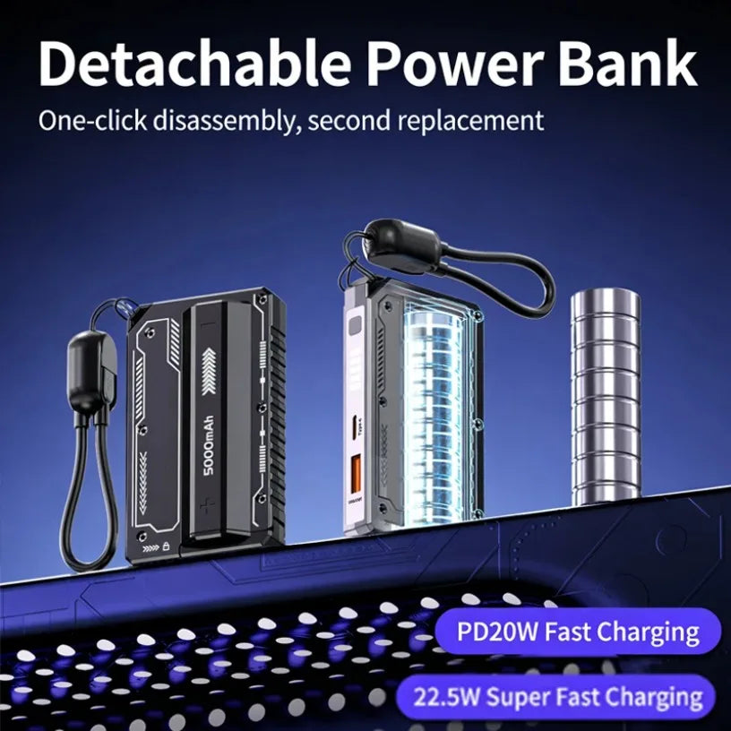 New Portable Fast Charging Removable Lithium Battery 22.5W Super Power Bank 5000 Comes with Cable Mobile Power Bank Oasis Select