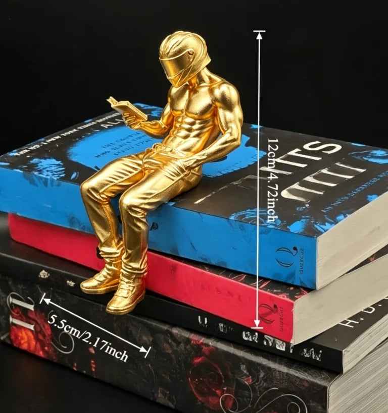 Motorcycle Muscle Reading Man Sitter Figurine Diy Customize Sexy Fitness Desktop Ornament Decor for Bookcase Decoration Men Gift Oasis Select Motorcycle man 1