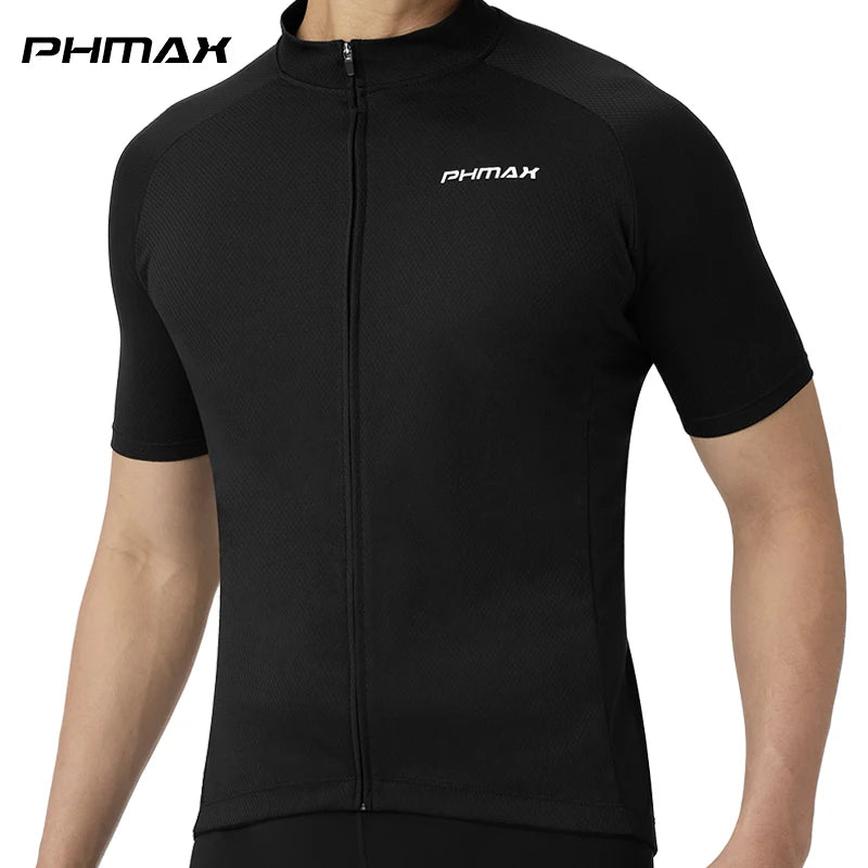 PHMAX Cycling Jersey Black Breathable Cycling Racing Tops Summer Sun Protection Short Sleeve MTB Road Cycling Sports Shirt Oasis Select