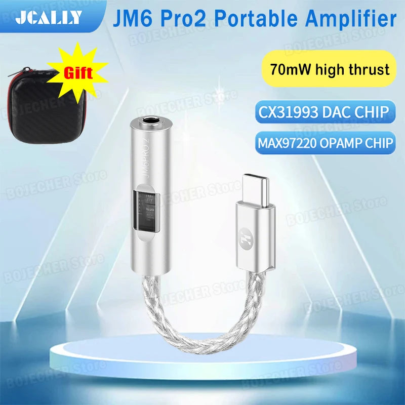 JCALLY JM6 Pro2 New Digital Audio Decoder CX31993 DAC Chip MAX97220 OPAMP Chip Hi-Fi Audio Adapter Type-C To 3.5mm Earphones Amp Oasis Select