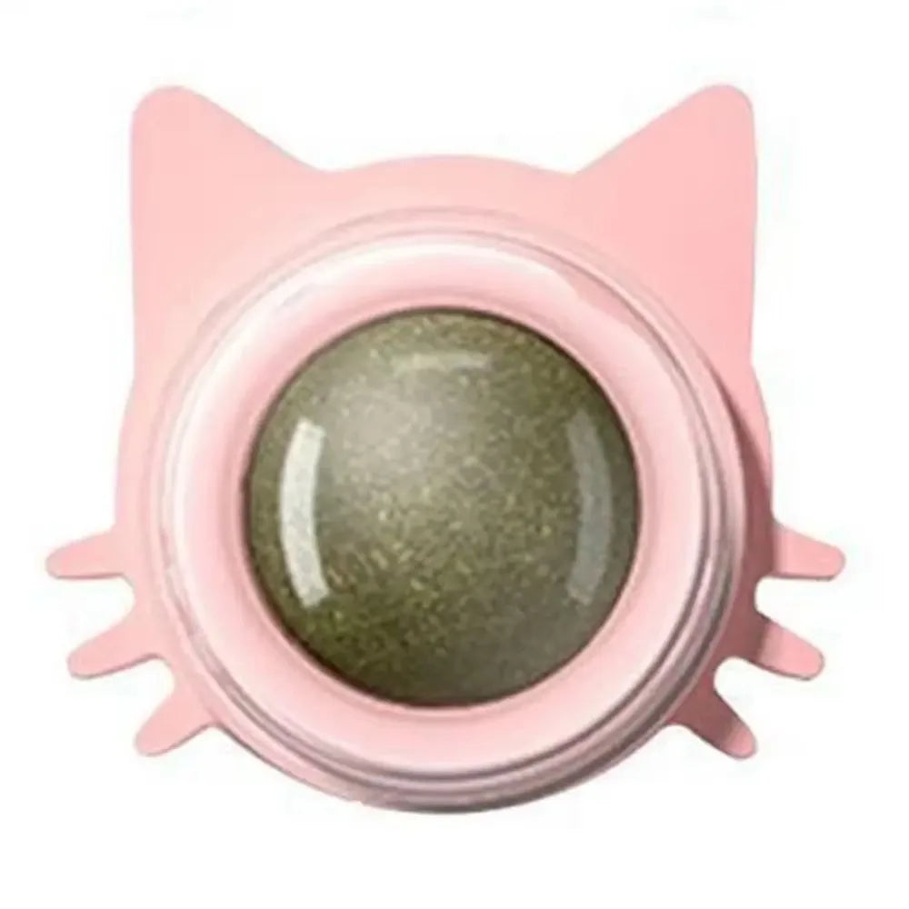 2024 Rotatable Catnip Ball Healthy Promote Digestion Cat Ball Natural Sugar Licking Cat Wall Stick-on Oasis Select Pink
