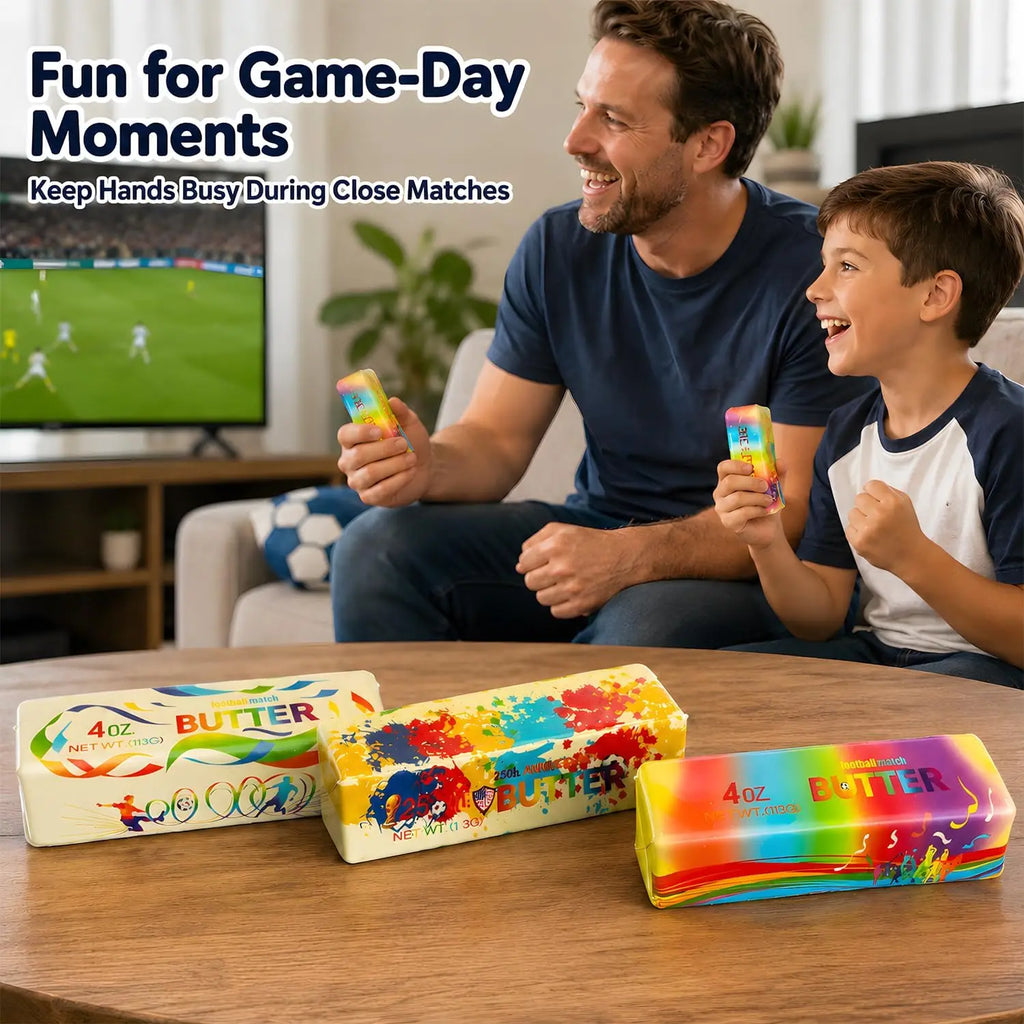 Slow Rise Squishy Butter Bar Football Fidget Toy – 1–10 Pack