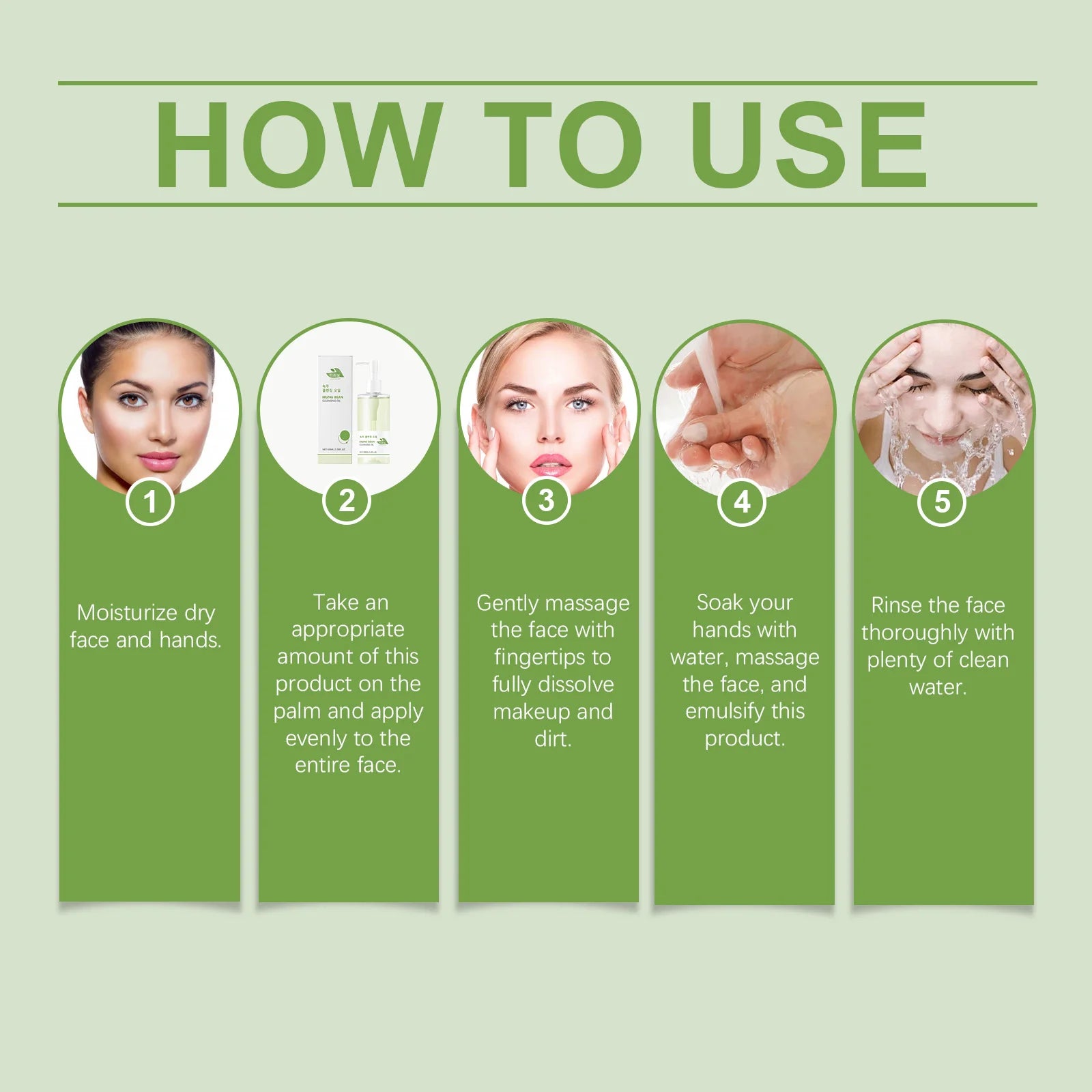 Mung Bean Cleansing Oil: Gentle Cleansing Oil for Dissolving Facial, Eye & Lip Makeup – Non-Greasy & Refreshing Oasis Select