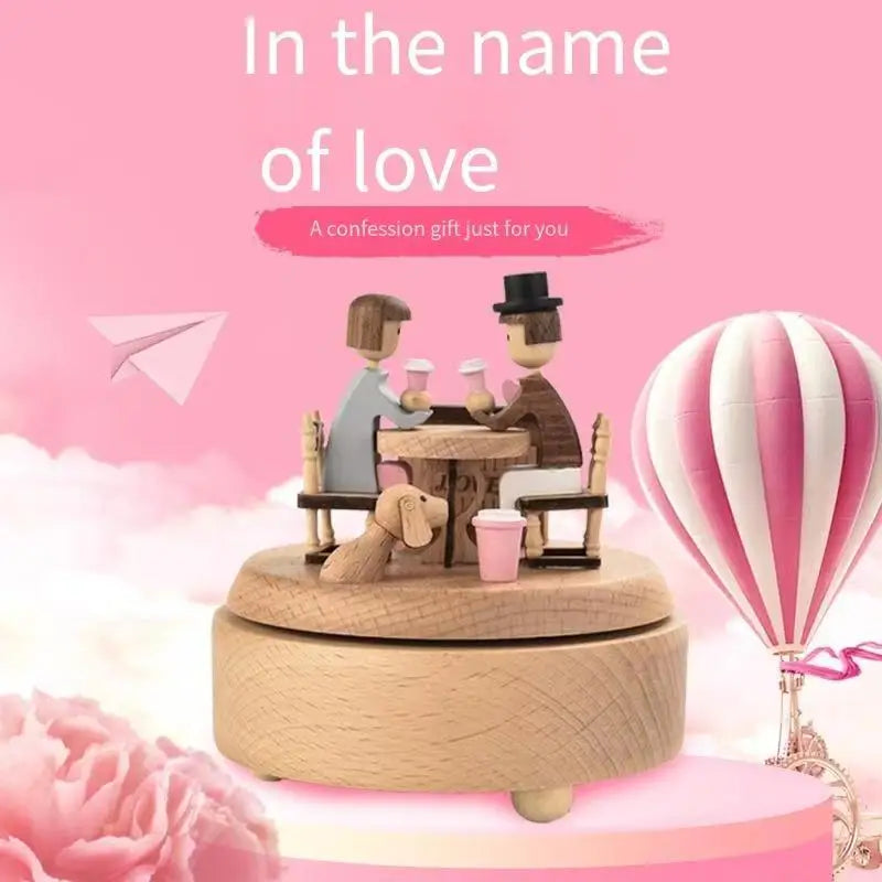 Wooden music box, music box, carousel, romantic Valentine's Day gift, furniture decoration, creative gift giving Oasis Select 1