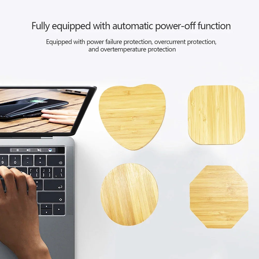 Bamboo 15W Qi Wireless Charger – USB-C Fast Charging Pad