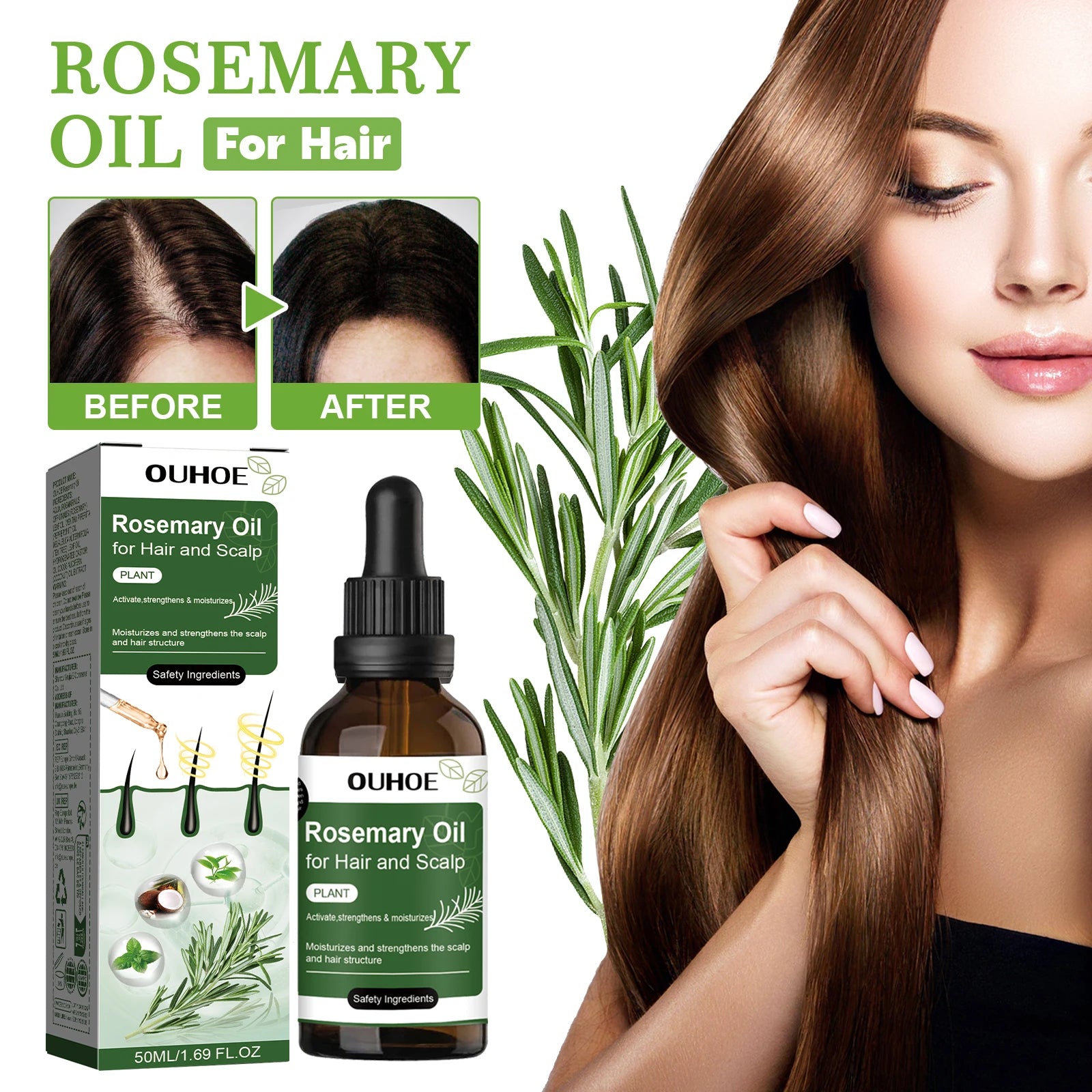 Batana Rosemary Essential Oil Scalp Hair Strengthening Oil Biotin Essential Oils Nourishing Treatment Split Ends Dry All Types Oasis Select