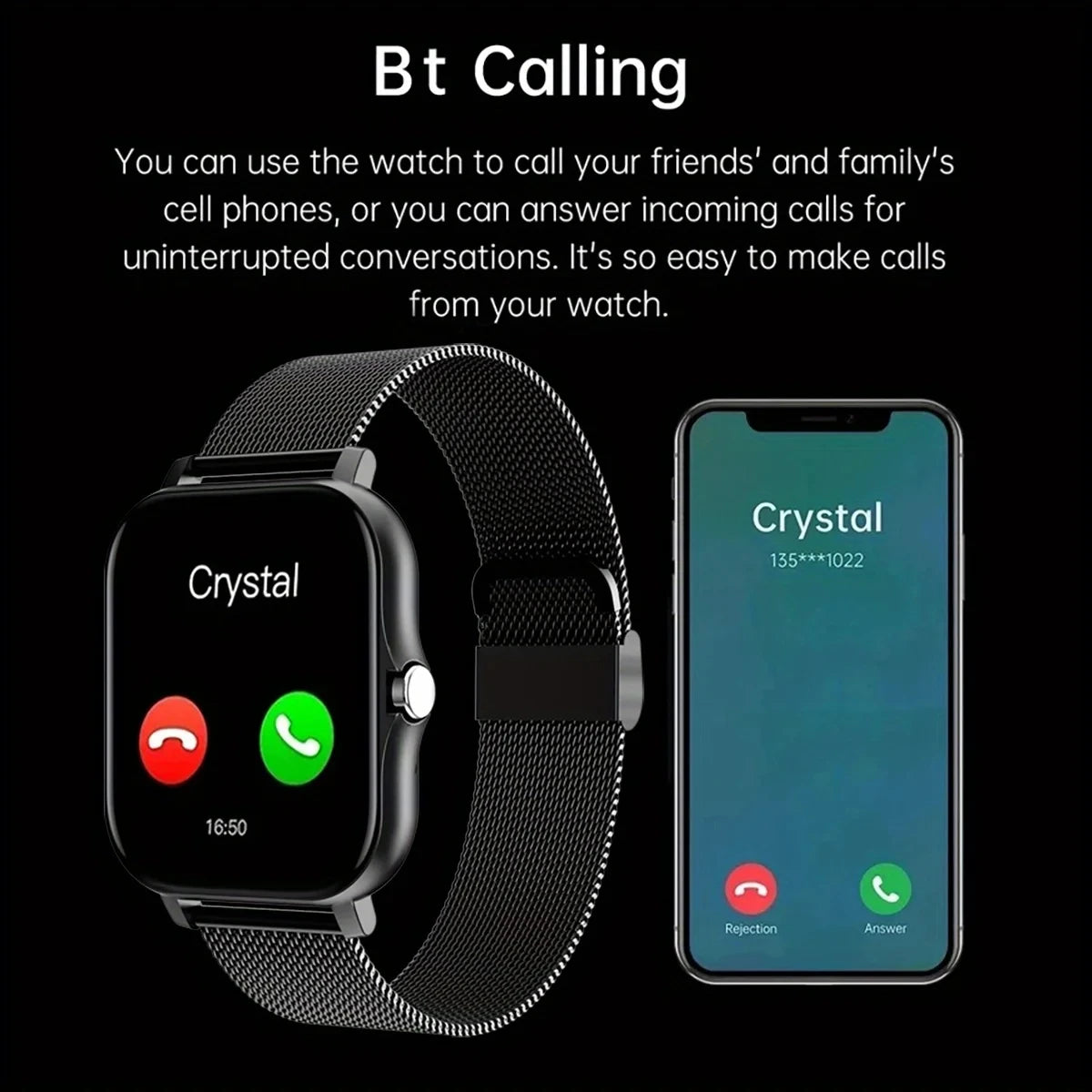 PENGAGAR Smart Watch 1.83" AMOLED Bluetooth Call Fitness Tracker
