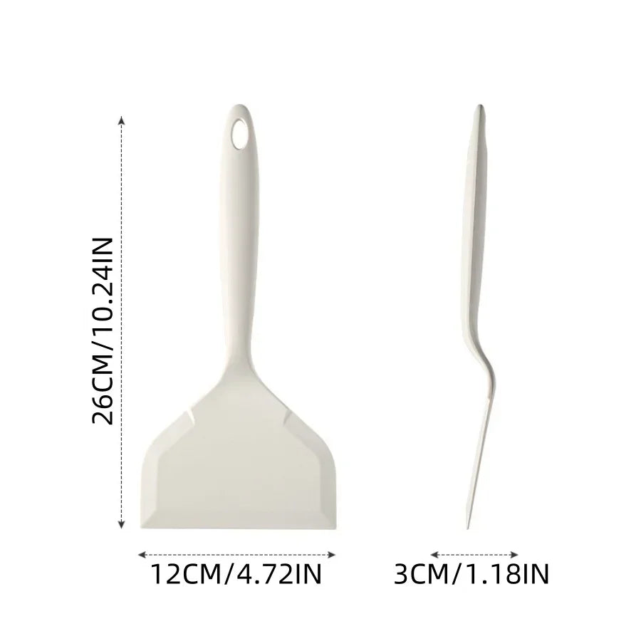 1pc silicone Heat resistant spatula household food grade non-stick Frying pan sushi steak fish pancake baking Scoop Kitchen Tool Oasis Select white