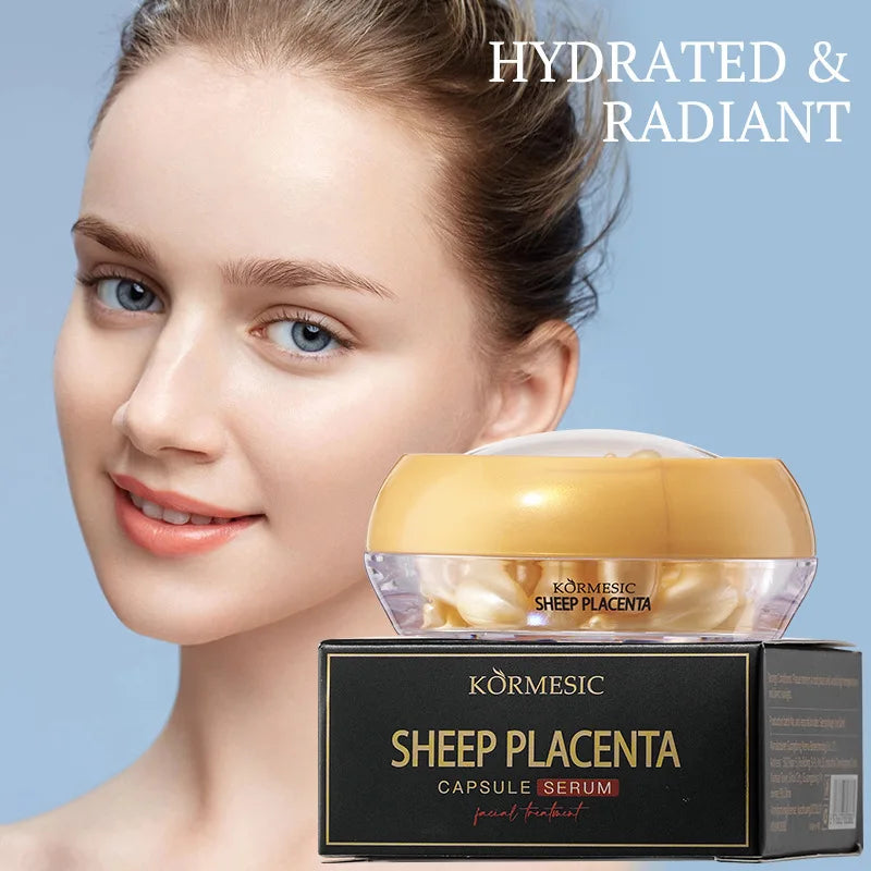 30-Pack Placenta Capsule Face Serum – Vitamin E & Hyaluronic Acid Face Serum Capsules Oasis Select