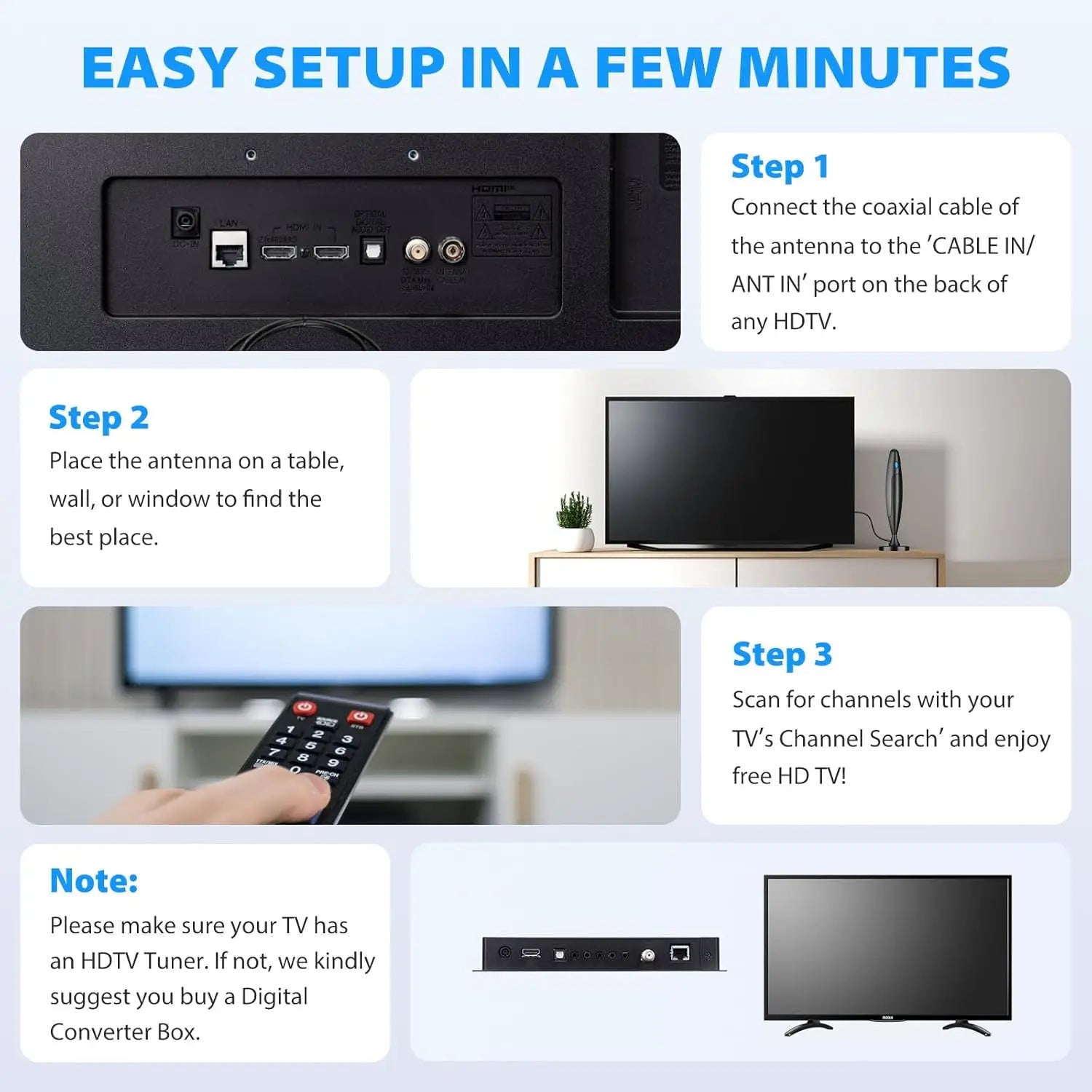 4K HD TV Antenna HDTV ATSC DVB-T ISDB Terrestrial Digital Antenna for Private Model Oasis Select