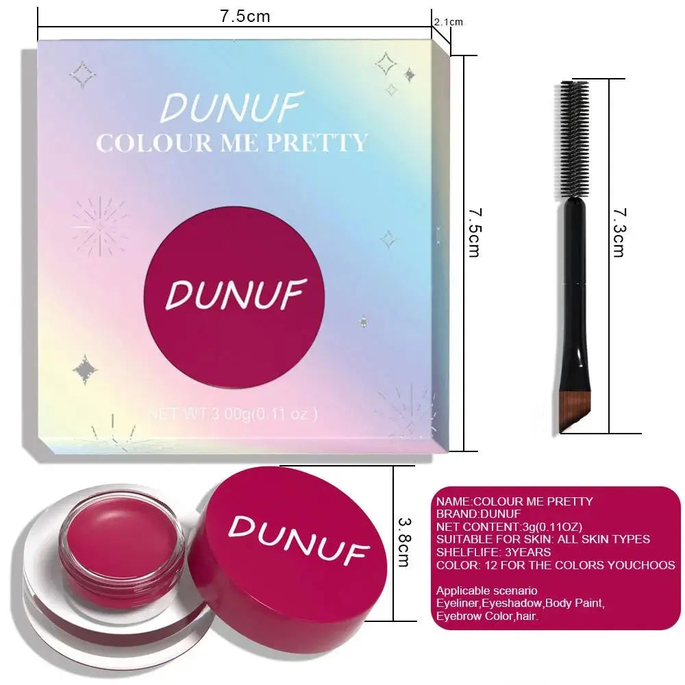 DUNUF Cream Eyeshadow & Eyeliner Gel – 12 Matte Shades