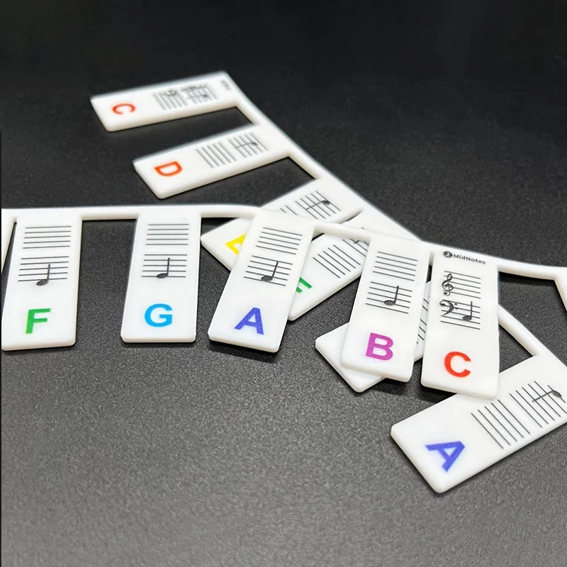 Piano Keyboard Note Labels Removable -88Key Full Size Silicone Piano Key Stickers Guide for Beginners Reusable Comes Oasis Select