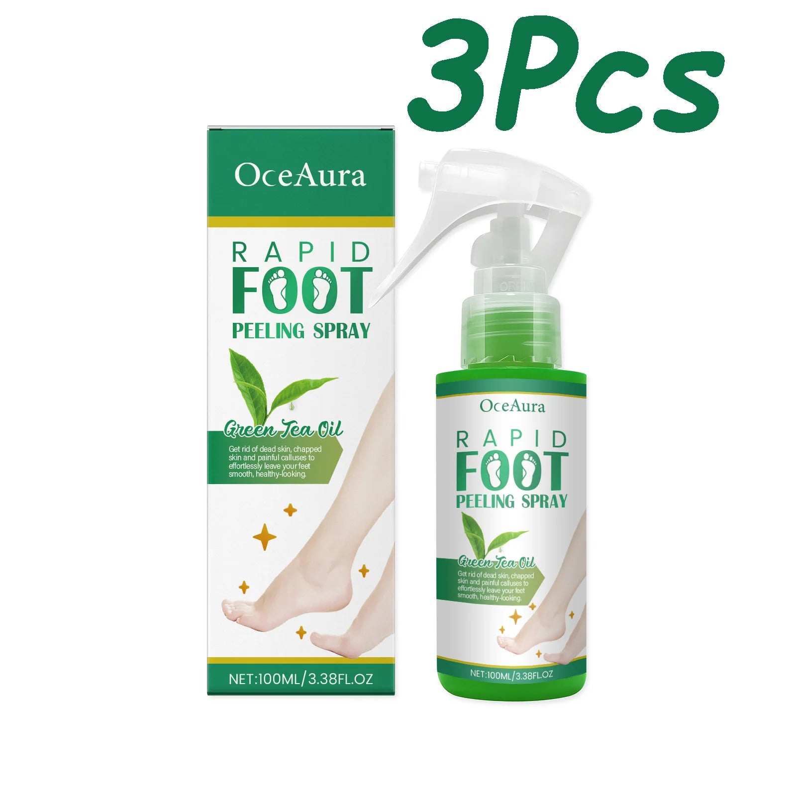 OceAura Foot Peeling Spray – Exfoliate & Heal Cracked Heels Foot Exfoliating Spray Oasis Select 300ml Boxed