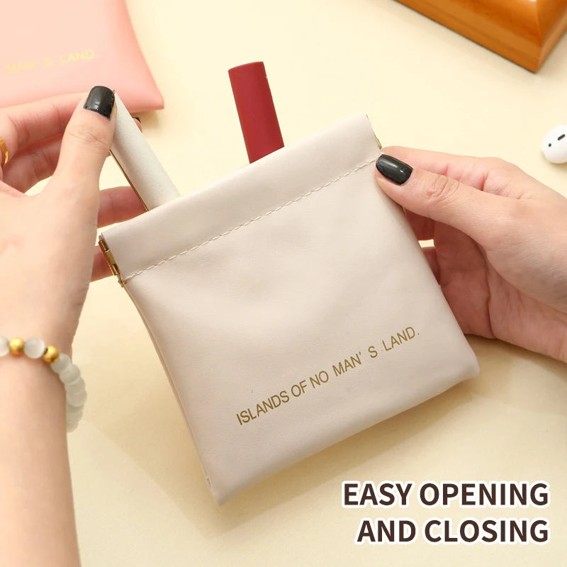 Pu Makeup Bag Storage Bags Shrapnel Bag Automatic Closing Data Cable Headphone Storage Bag Red Envelope Coin Purse Waterproof Oasis Select