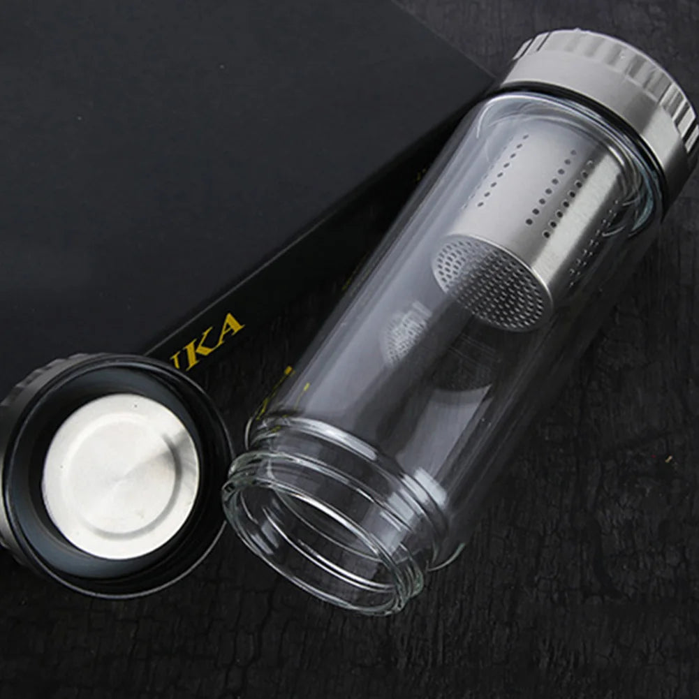Double Wall Glass Tea Bottle with Filter – 320ml & 420ml