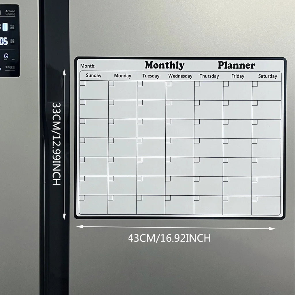 Magnetic Monthly Planner Dry Erase Calendar Whiteboard Magnetic Fridge Calendar for Home Office Family Schedule Organizer Oasis Select Black Large