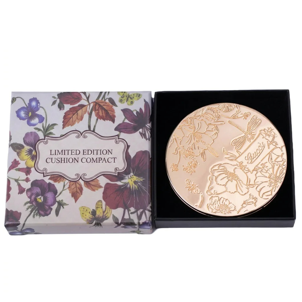 Vintage Gold Folding Compact Pocket Mirror – Floral Embossed