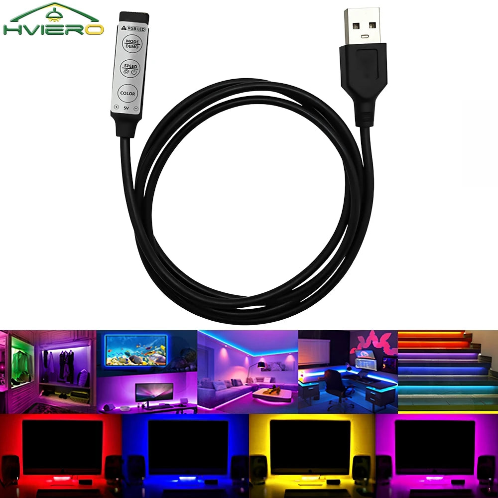 RGB LED Strip Controller DC 5V | 3-Key Dimmer 19 Color Modes