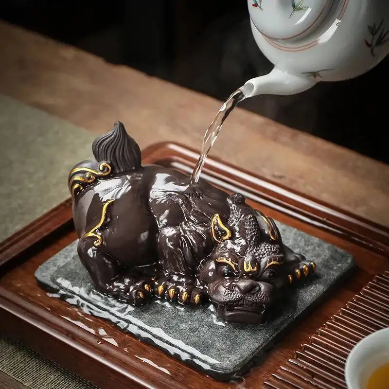 New Large Ceramic Kung Fu Tea Set Decoration Purple Clay Tea Pet Decoration Boutique Purple Clay Pixiu Tea Play Can Raise Tea Oasis Select