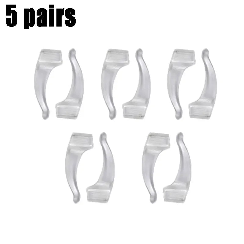 5-20pairs Clear Anti-slip Ear Hook Eyeglasses Accessories Grip Anti-fall Eyewear Holder Glasses Leg Ear Sleeve Bracket Fastener Oasis Select 5 pairs-clear