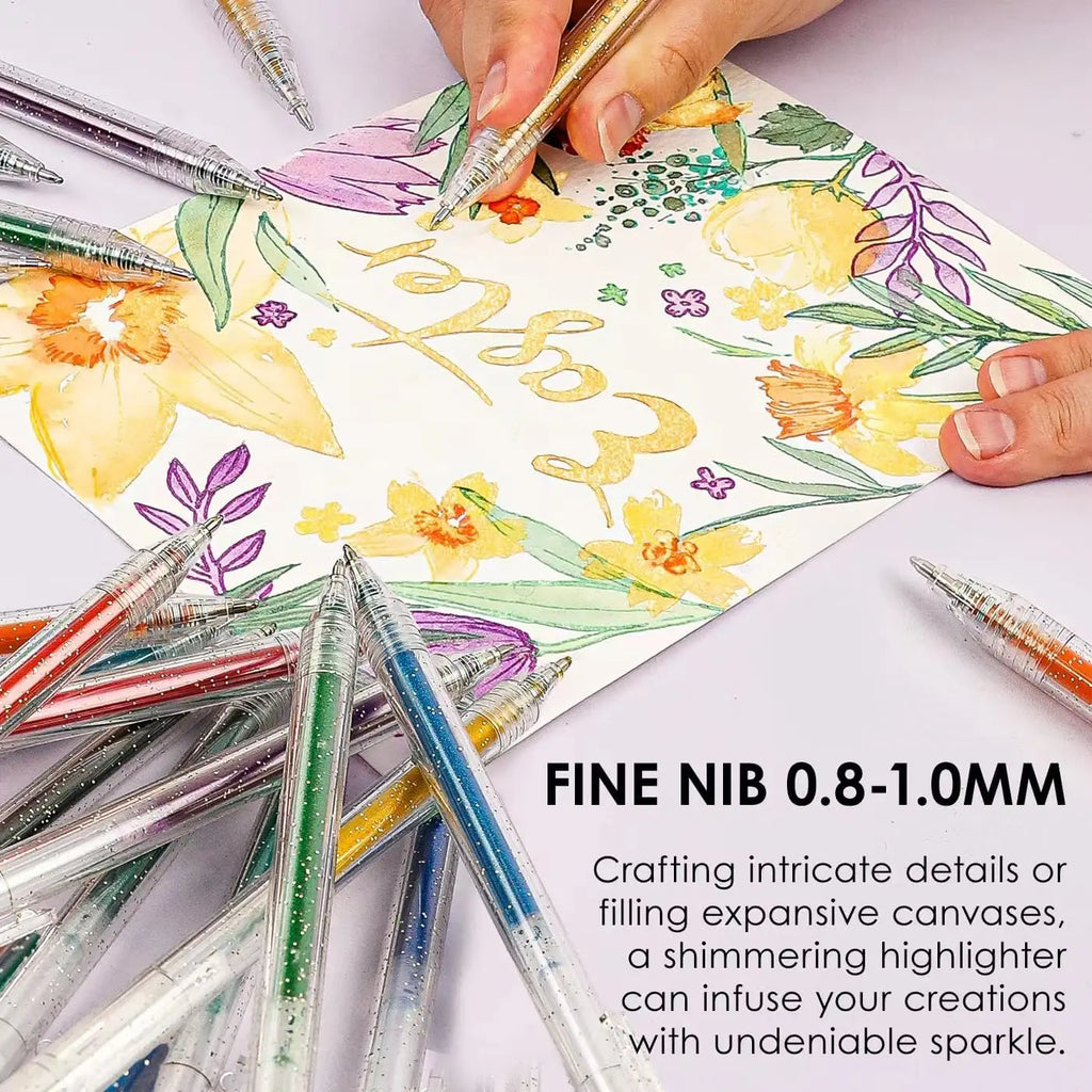 18/48pcs Glitter Gel Pens, Metallic Shine, Sparkling Sequins, 48 Colors, Ballpoint Pens for Adult Coloring Books and Drawing Oasis Select