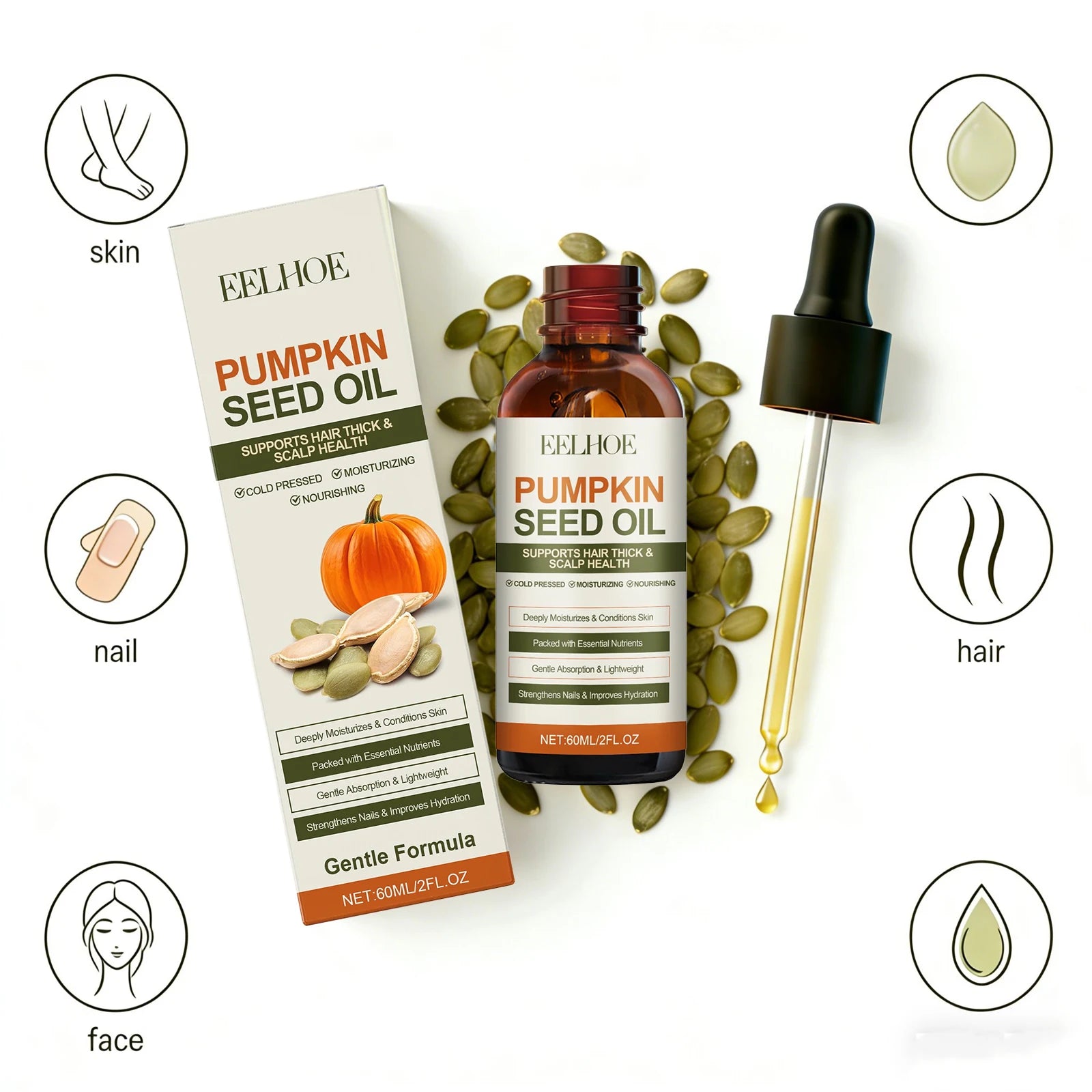 EELHOE Pumpkin Seed Oil – Nails, Hair & Skin Care 60ml Multi-Use Beauty Oil Oasis Select