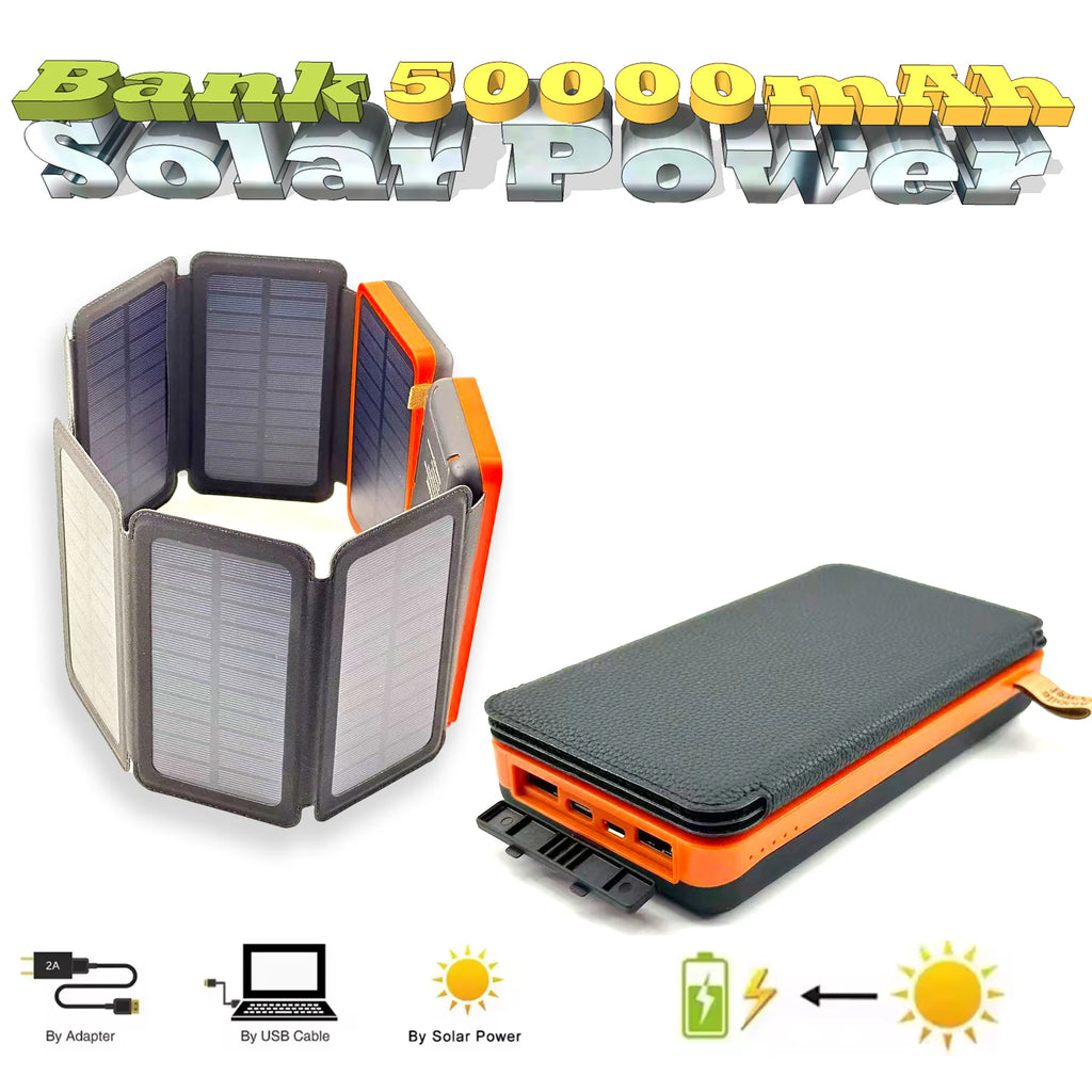 With 4 Solar Panel Wireless Charger Powerbank 50000mAh Solar Power Bank for iPhone 15 Huawei Xiaomi Samsung Poverbank Oasis Select